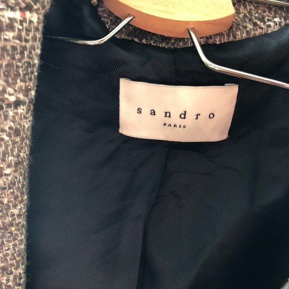 SANDRO Tweed Pattern Women's Coat - Picture 3 of 6